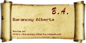 Barancsy Alberta névjegykártya